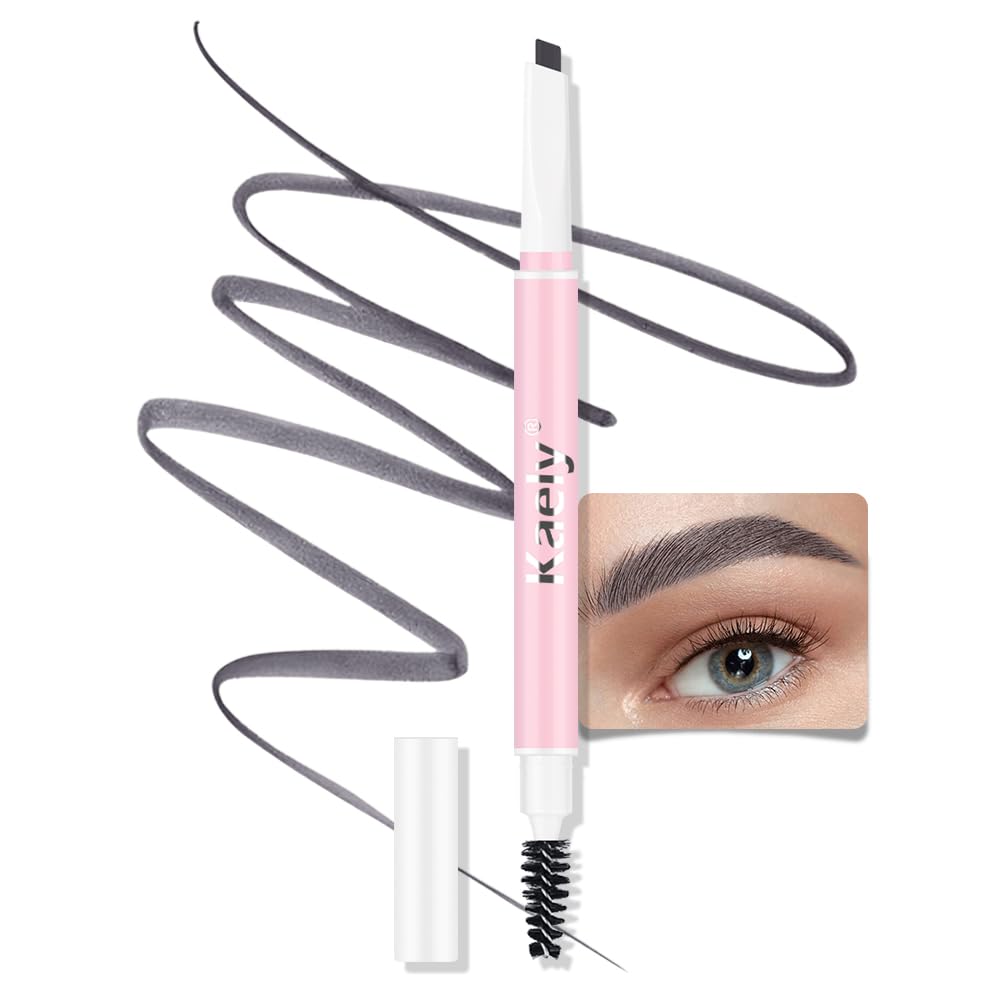 Kaely 2In1 Waterproof Eyebrow Pencil, Longwearing Mechanical Pen With Spoolie, 02 Dark Gray