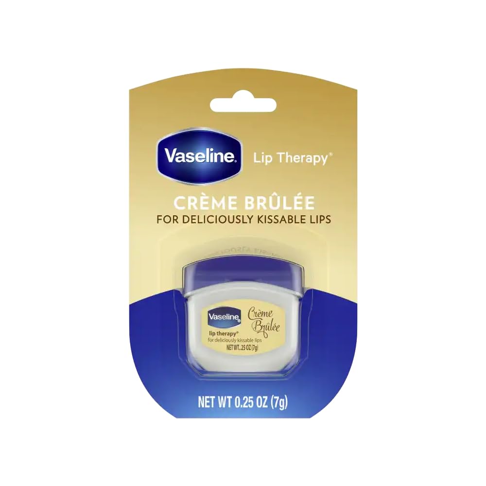 Vaseline Lip Therapy Creme Brulee Lip Balm, 0.25 Oz, 3 Pack, Moisturizing For Dry Lips