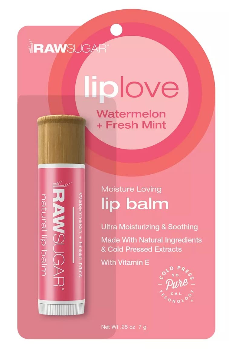 Raw Sugar Watermelon + Fresh Mint Lip Balm - 0.25 Oz, Soothing Moisturizer, Pack Of 1