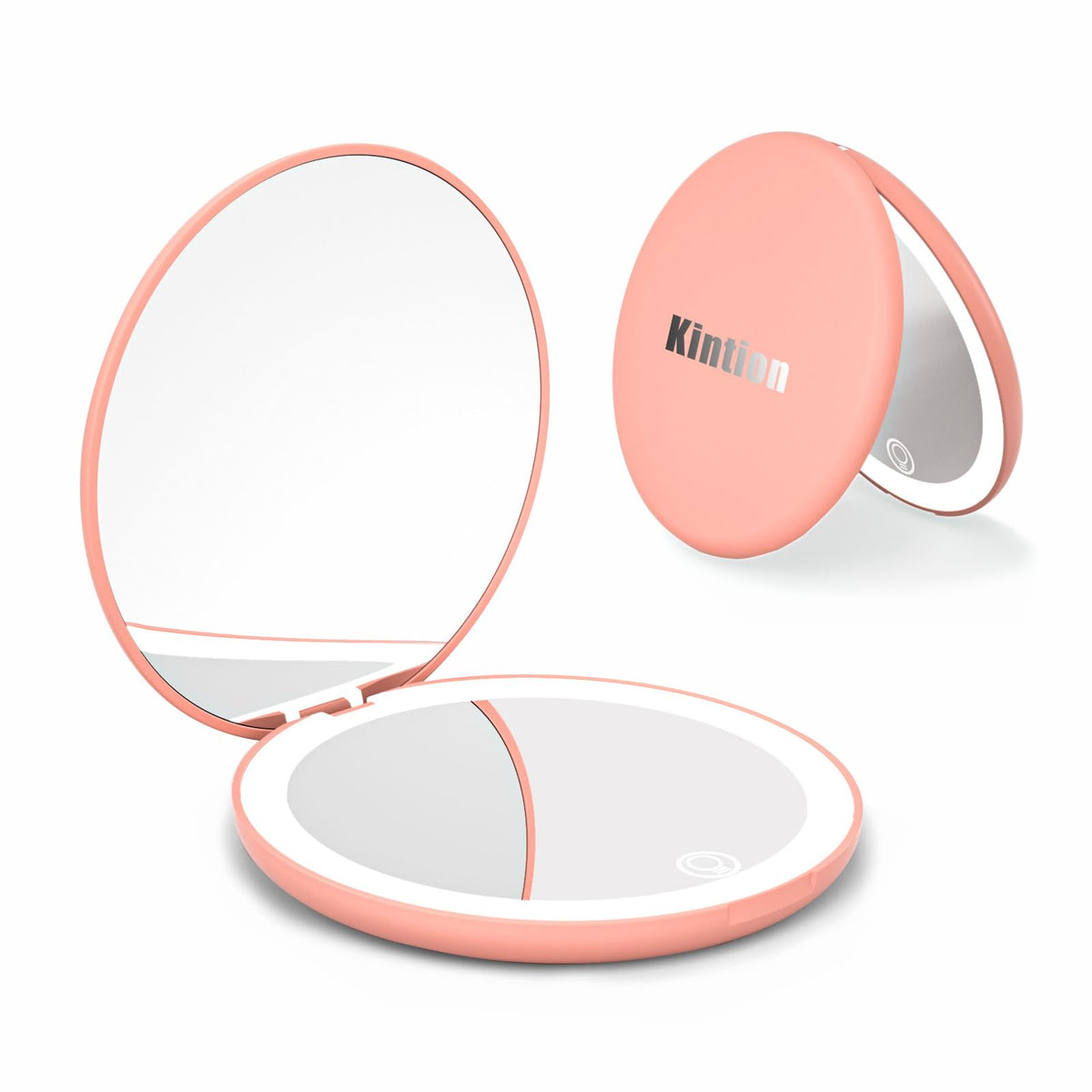 Kintion 4&quot; Travel Mirror With Light, 1X/10X Magnification, Dimmable Led, Pink