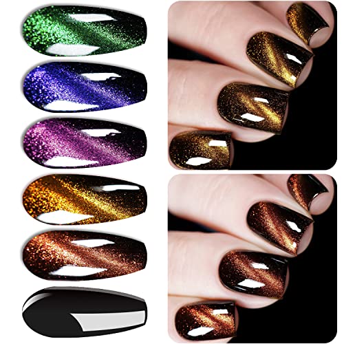 Vishine 9D Cat Eye Gel Nail Polish Set - 6 Colors, Uv Soak Off, Galaxy Shimmer, 8