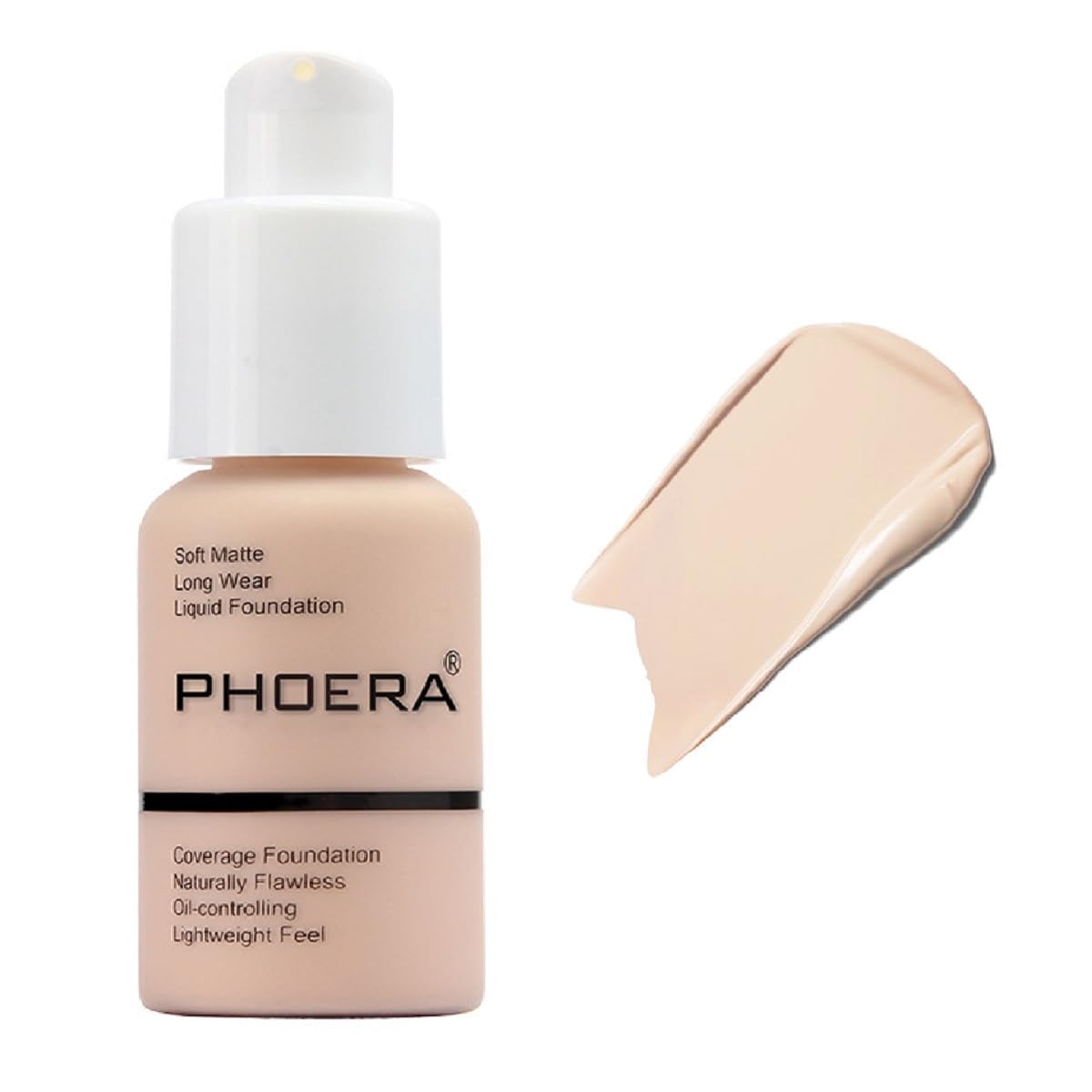 Phoera Foundation Matte Oil Control, Waterproof Full Coverage Makeup, 101 Porcelain, 1 Fl Oz