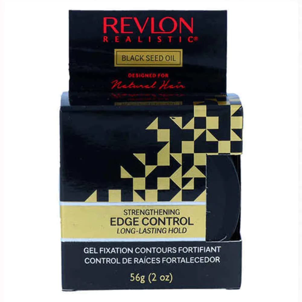 Revlon Realistic Black Seed Oil Edge Control, 2 Oz - Long-Lasting Hold, Strengthening Formula