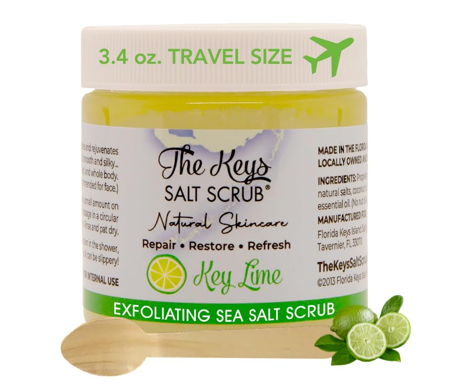 The Keys Sea Salt Scrub - Exfoliating Body Scrub With Organic Essential Oils, 3.4 Oz