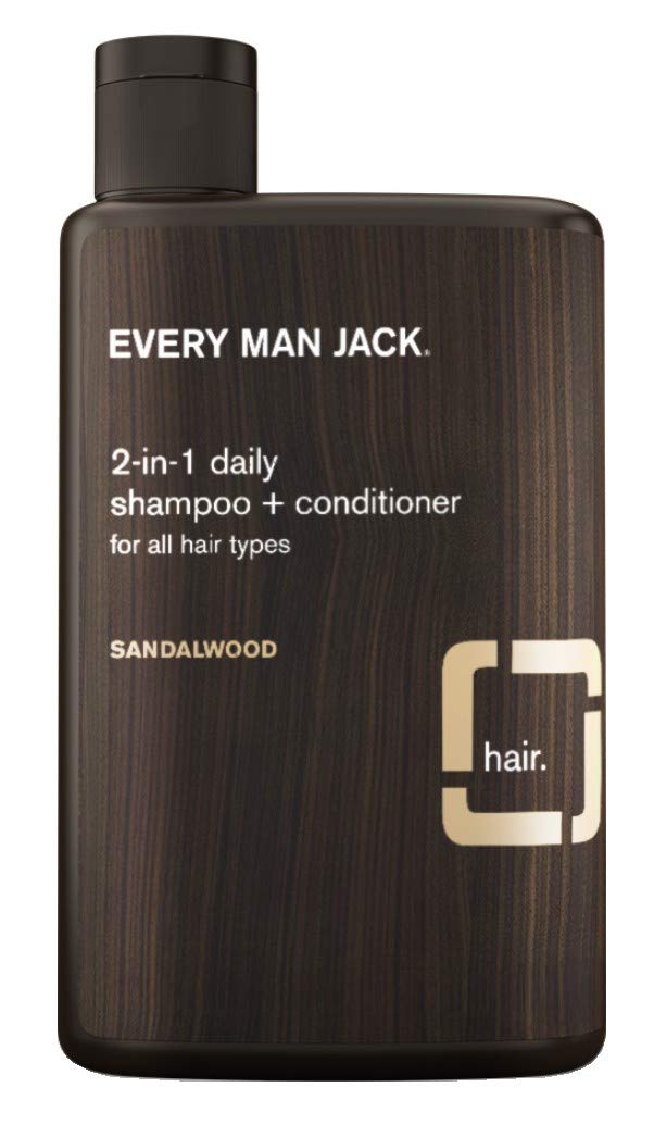 Every Man Jack 2-In-1 Shampoo, Sandalwood, 13.5 Oz - Pack Of 6, Men'S Hair Care