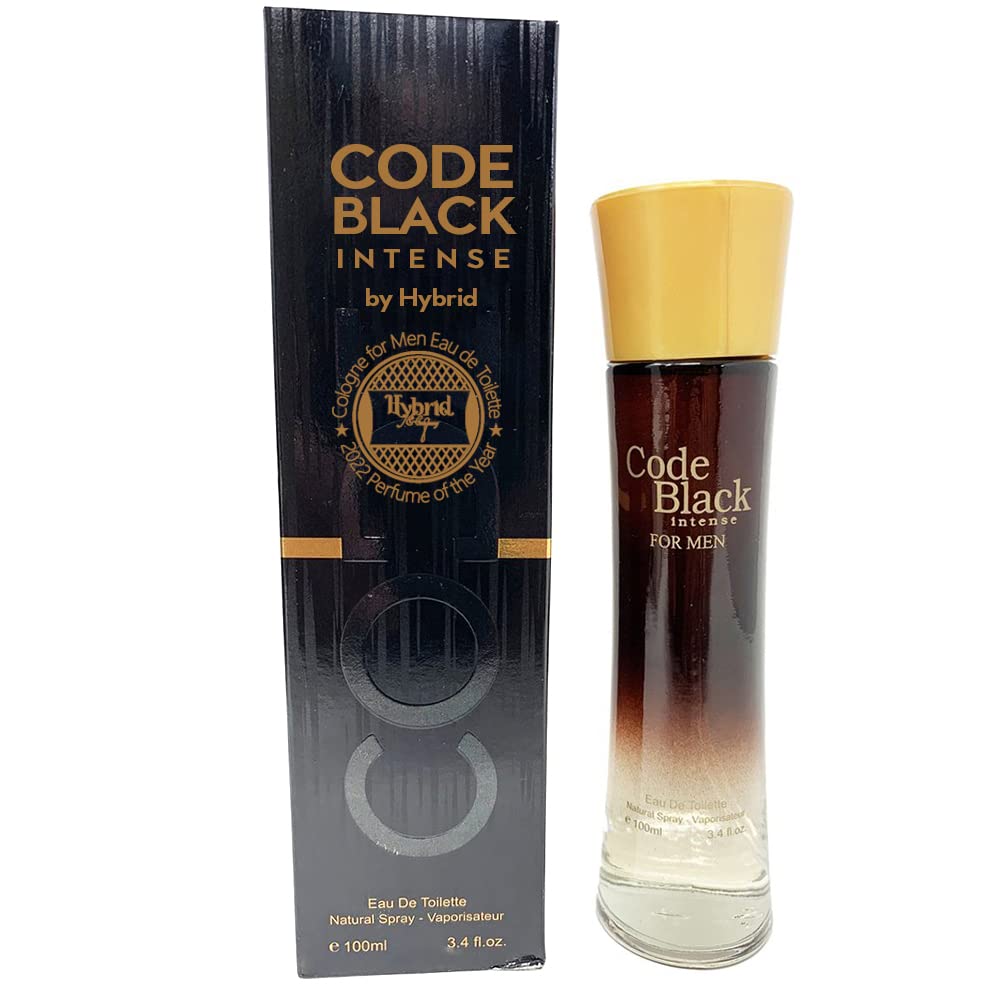 Hybrid & Company Code Black Intense Cologne For Men, 3.4 Fl Oz Eau De Toilette Spray