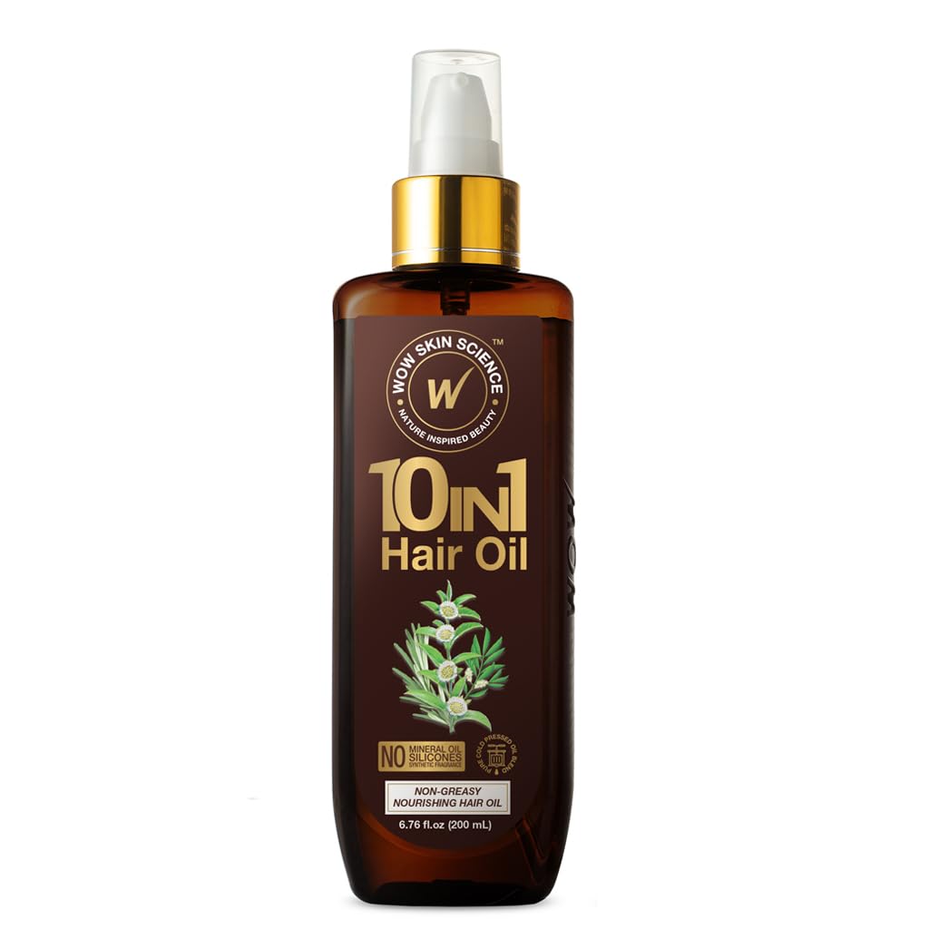 WOW Skin Science 10 in 1 Nourishing Hair Oil with Argan & Rosemary - 6.76 Fl Oz for Hair Growth