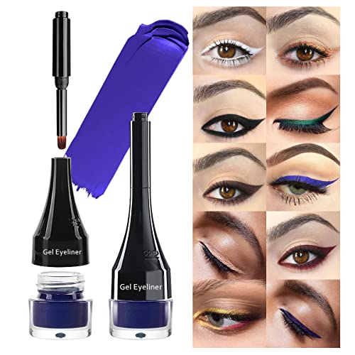 Lsxia 2-In-1 Gel Eyeliner Set, Waterproof Tattoo Eyeliner, High Pigment Blue Cream Liner