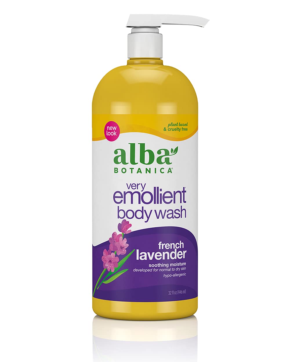 Alba Botanica Very Emollient Body Wash, French Lavender, 32 Oz - Moisturizing & Relaxing