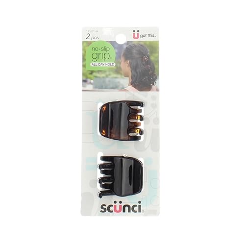 Scunci No-Slip Grip Jaw Clip 2 Count - Tortoise & Clear Colors, Pack Of 6 Hair Accessories