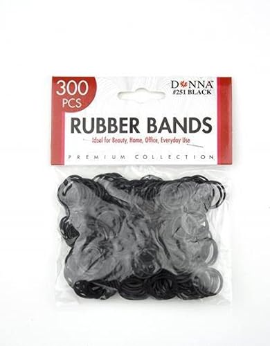 Donna Collection Black Hair Rubber Bands - 250 Count, Durable Rubber Hair Ties