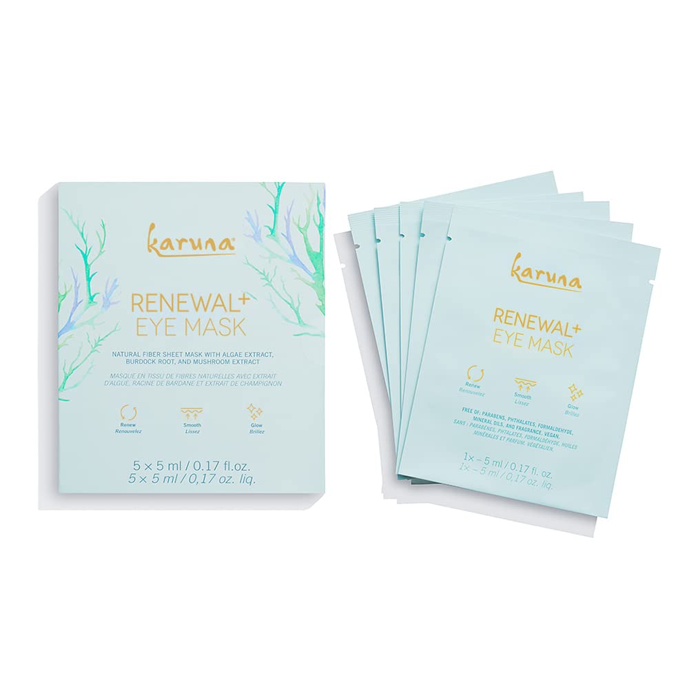 Karuna Skin Renewal+ Eye Mask - Under Eye Patches With Burdock Root & Mushroom Extract, 5 Pack