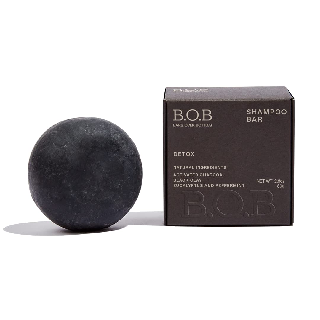 B.O.B Bars Over Bottles Detox Shampoo Bar For Men | 3-In-1 Hair, Beard & Body Wash | Vegan