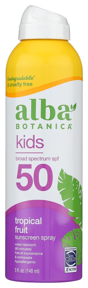 Alba Botanica Active Kids Spray Sunscreen Spf 50, 6 Oz, Pack Of 5 – Very Emollient Formula