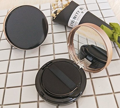 Woiwo Portable Air Cushion Case With Powder Puff & Mirror - Refillable Foundation Box, Black