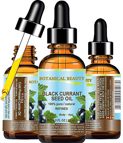 Botanical Beauty Black Currant Seed Oil 100% Pure Cold Pressed For Skin, Hair & Nail Care 15Ml