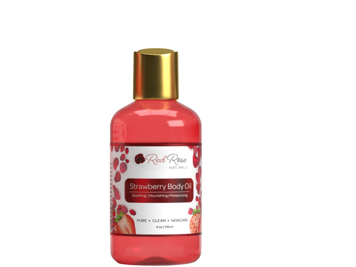 Red Rose Naturals Strawberry Body Oil, Vegan Hydrating Perfume, 4 Fl. Oz For Women