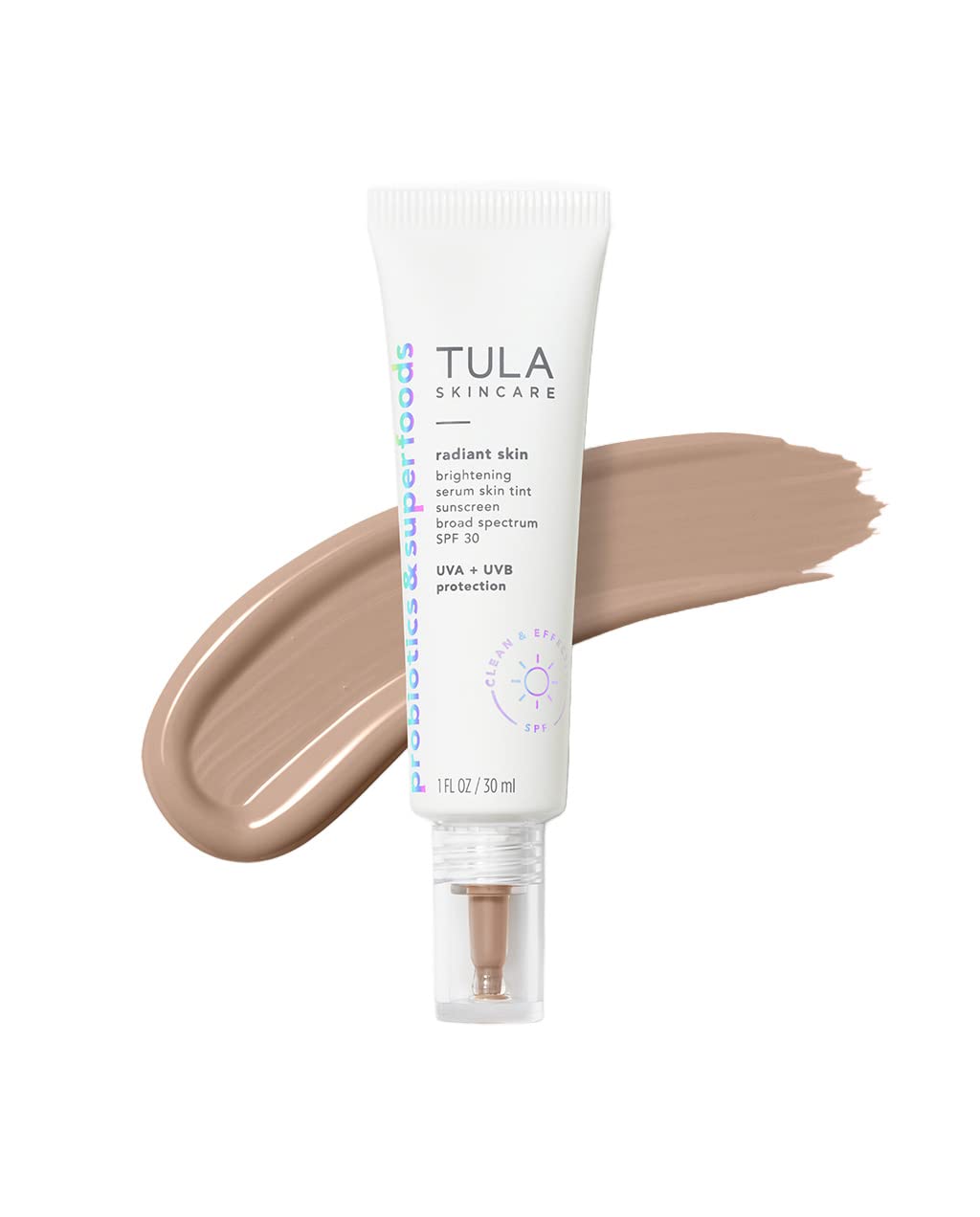 TULA Radiant Skin Brightening Serum Tint SPF 30 - Shade 10, 1 Fl Oz - Lightweight Sunscreen