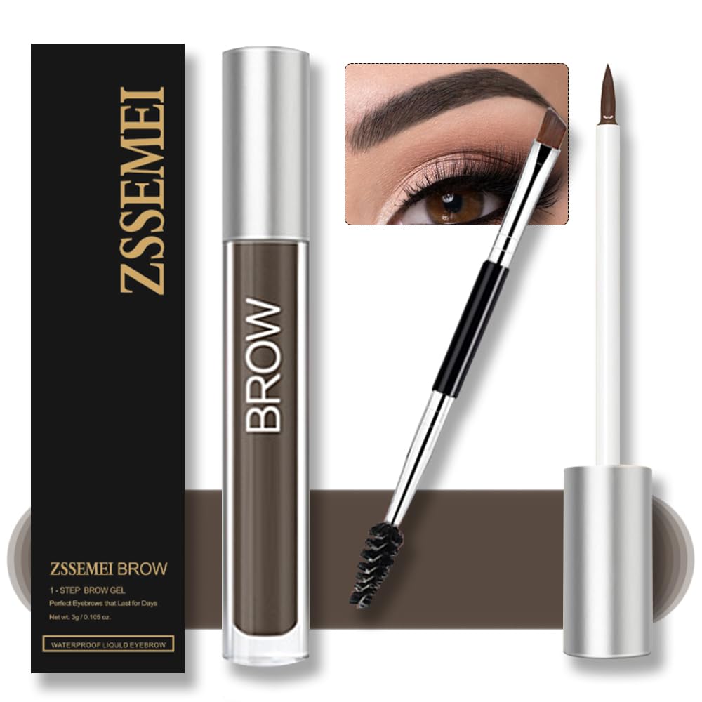 Zssemei Waterproof Eyebrow Gel - Long Lasting, Sweatproof, Highly Tinted, Black Brown, 0.2