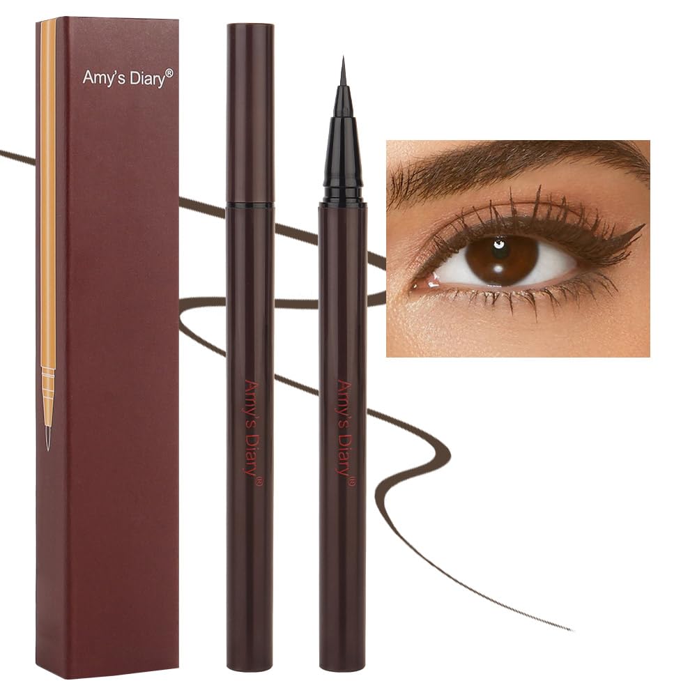 Amy'S Diary Waterproof Brown Liquid Eyeliner Pen - Long Lasting & Smudge Proof Makeup For Women