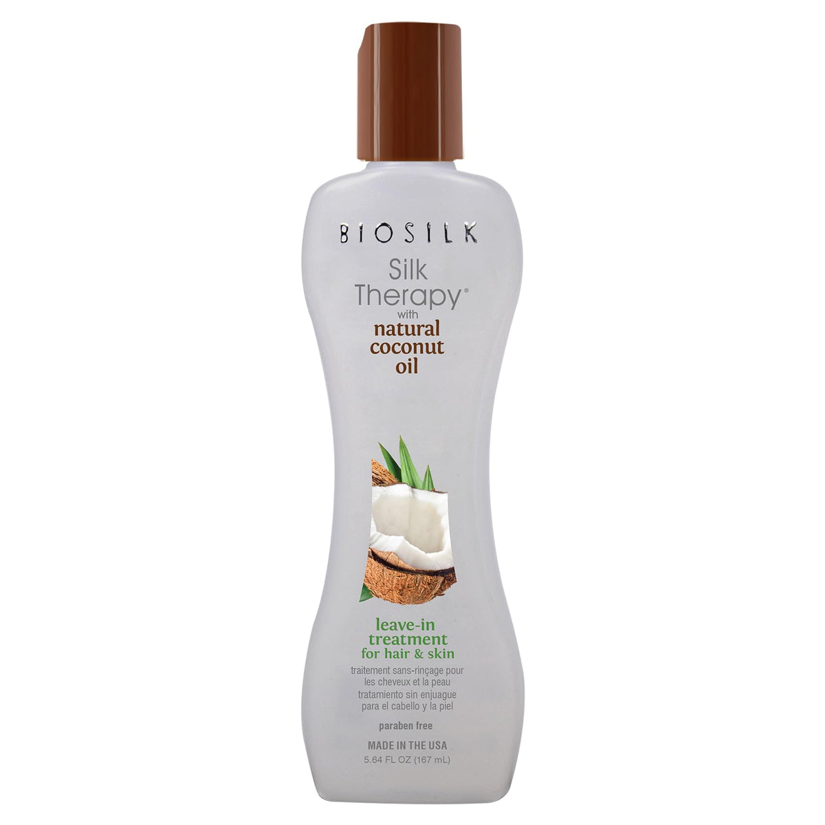 Biosilk Silk Therapy Leave-In Treatment With Coconut Oil, Frizz Control, 5.64 Oz - Sulfate & Paraben