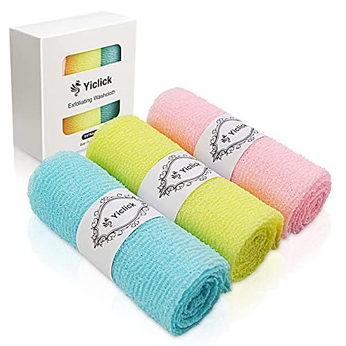 Yiclick Exfoliating Washcloth Towel 3 Pack - Japanese Bath Cloth & Korean Back Scrubber