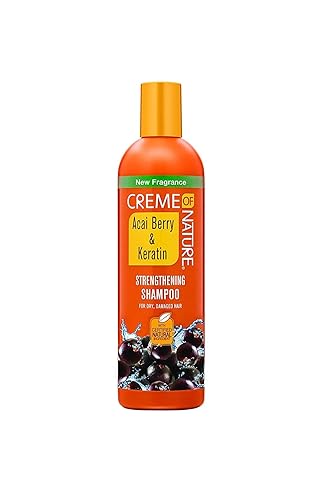 Creme Of Nature Strengthening Shampoo, Acai Berry & Keratin For Dry Damaged Hair, 12 Fl Oz