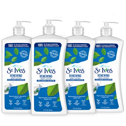 St. Ives Renewing Hand & Body Lotion, Collagen Elastin, 21 Fl Oz, 4 Pack, Daily Moistur