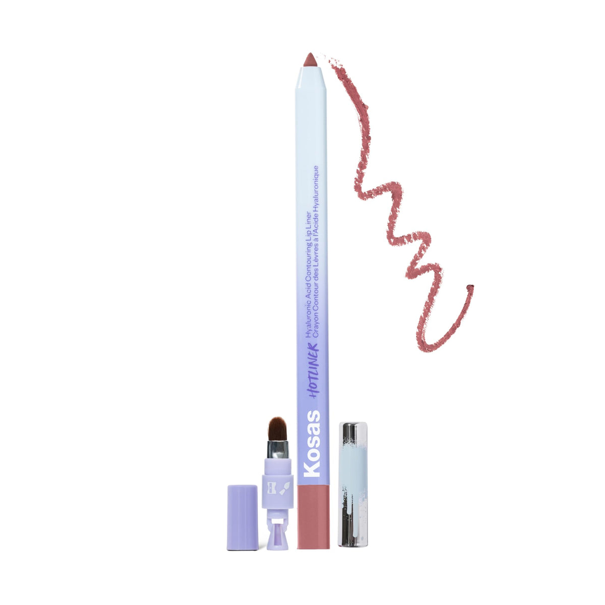 Kosas Hotliner Cool Pink Lip Liner Pencil With Brush & Sharpener - Hydrating, Long-Lasting