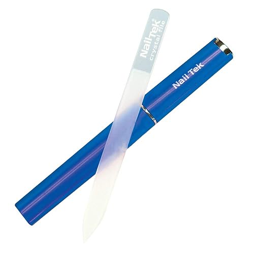 Nail Tek Crystal Double-Sided File With Cobalt Blue Case - 5&quot; Professional Manicure Tool