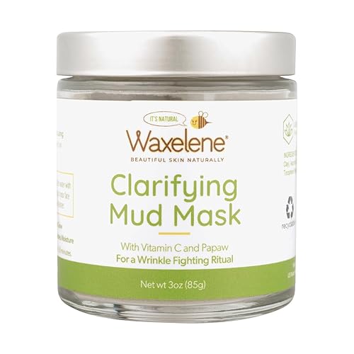 Waxelene Clarifying Mud Mask - Wrinkle Fighting, Hydrating, Pore Cleansing, Vitamin C, 4 Oz