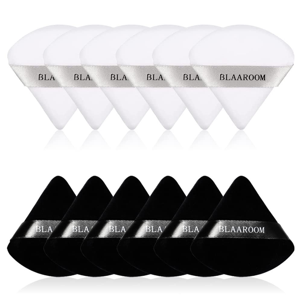 Blaaroom 12 Pcs Velour Makeup Powder Puffs For Loose Powder & Foundation - Black And White