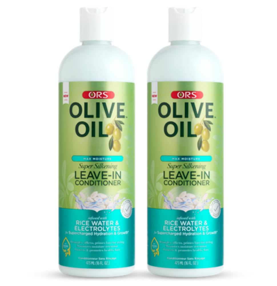 Ors Olive Oil Max Moisture Leave-In Conditioner, Rice Water & Electrolytes, 16 Oz, Pack Of 2