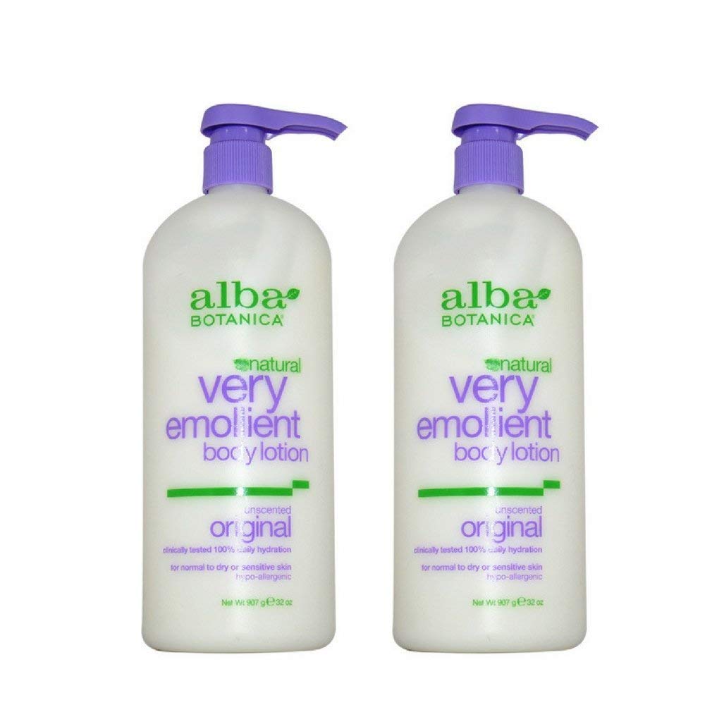 Alba Botanica Very Emollient Unscented Body Lotion, 32 Oz, 2-Pack - Hydrating Moisturizer