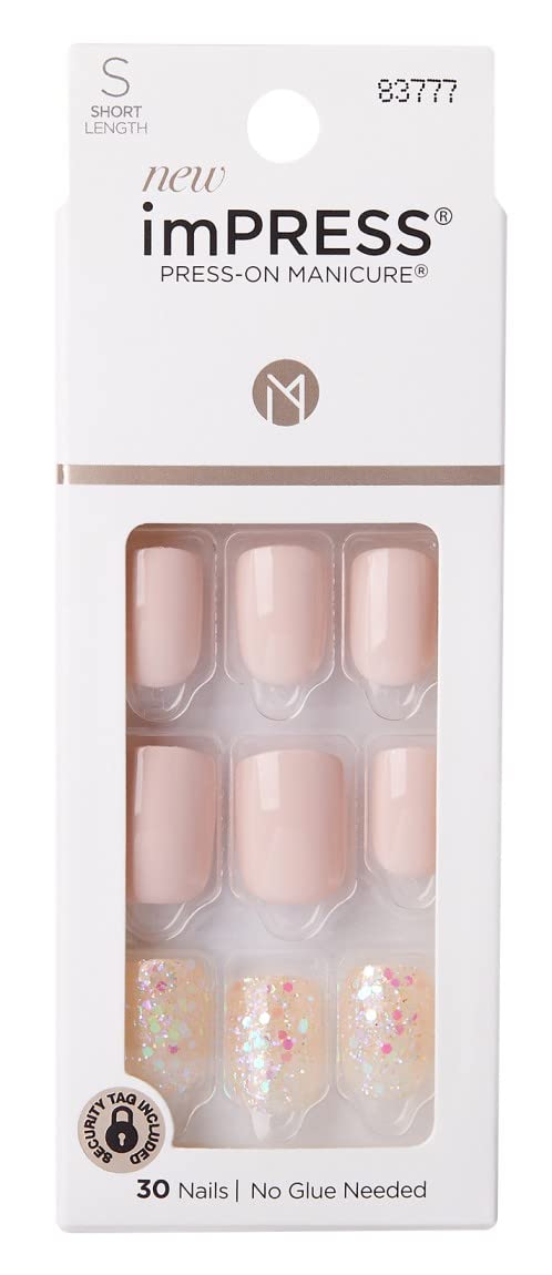 Kiss Impress Press-On Manicure Kit, 30 Count Dorothy Short, Pink & Silver, 2 Pack