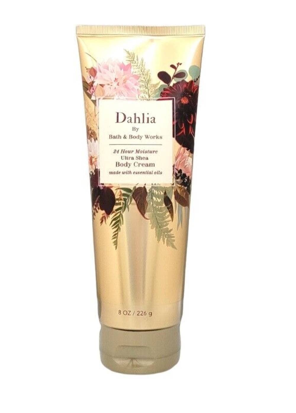 Bath & Body Works Dahlia 24 Hour Moisture Body Cream, 8 Oz, Full Size, Gold Tube