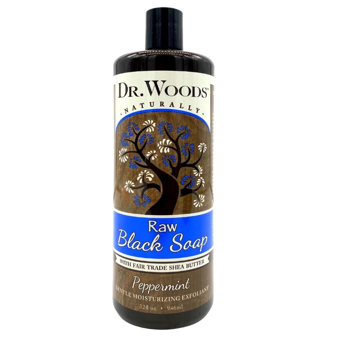 Dr. Woods Peppermint Black Soap Body Wash - Natural Cleanser With Shea Butter, 32 Fl Oz