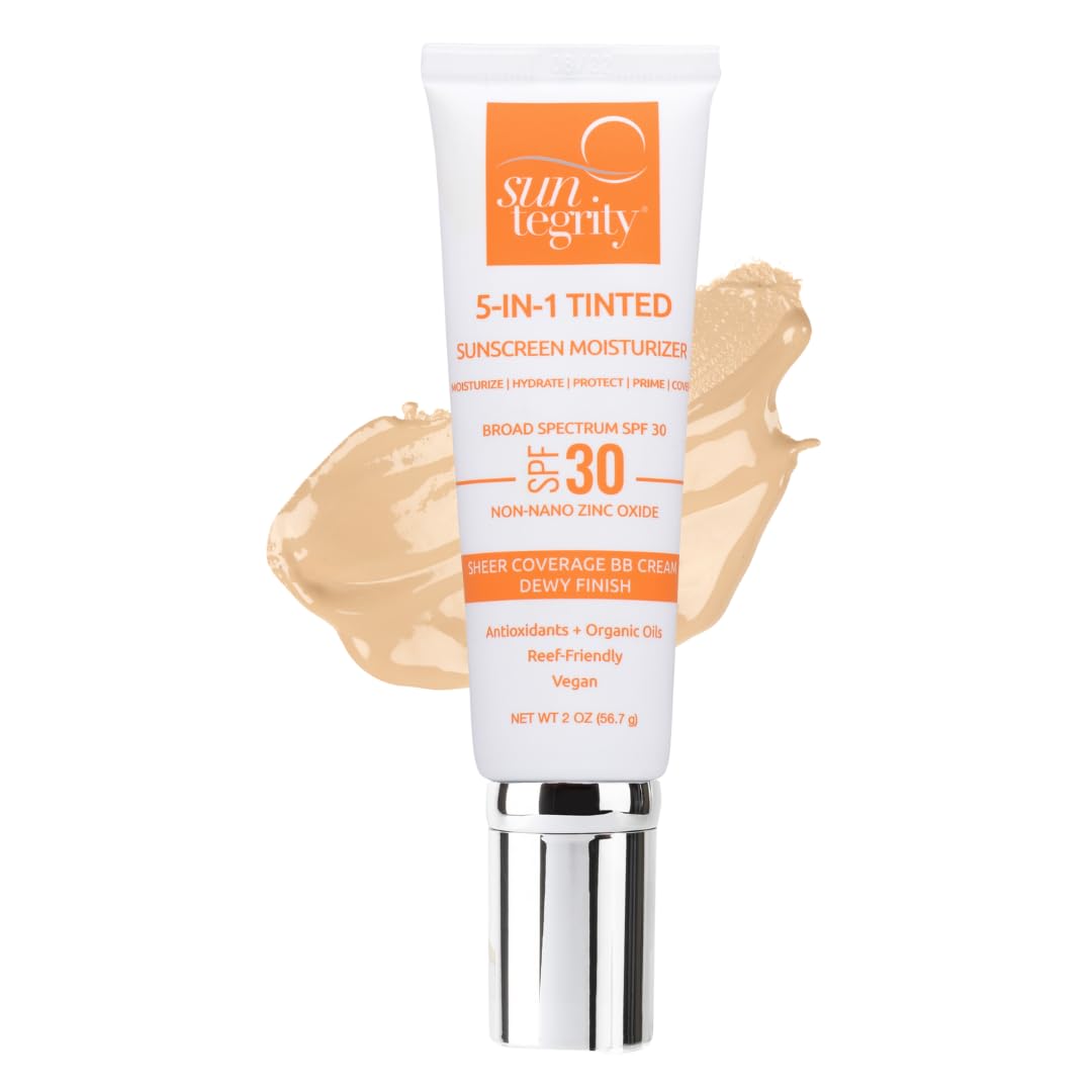 Suntegrity Tinted 5 In 1 Mineral Sunscreen Spf 30, Light, 2 Oz - Bb Cream For Sensitive Skin