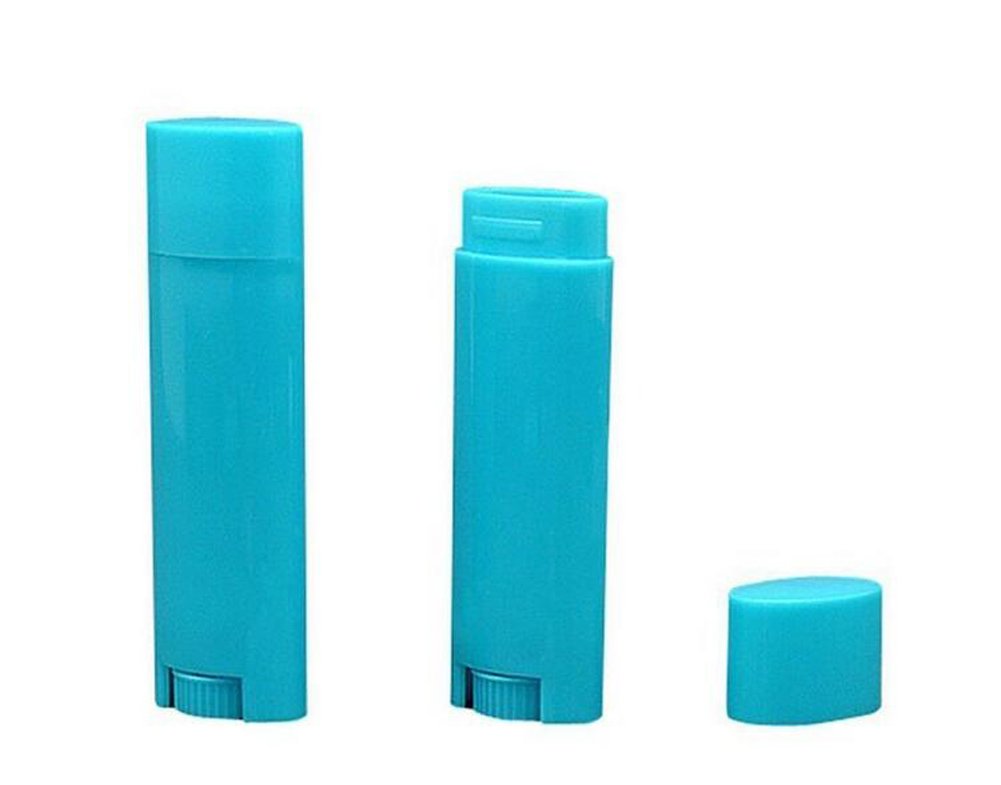 Erioctry 50Pcs Blue Refillable Plastic Lipstick Lip Balm Tubes Holder - Oval Deodorant Case