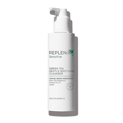 Replenix Green Tea Gentle Soothing Cleanser For Sensitive Skin, 6.7 Fl. Oz Medical-Grade Wash