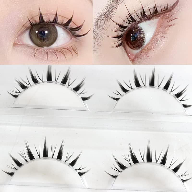 Lasgoos Natural Look Fake Eyelashes, 3 Pairs, 7-11Mm, Clear Band, Invisible Lash For Wedding