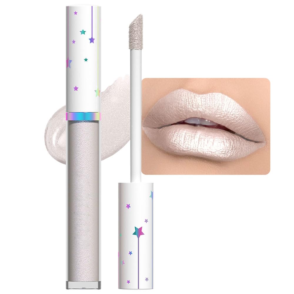 Evpct Iridescent Liquid Lipstick - Long Lasting Waterproof Glitter Gloss For Women, 1Pcs-11# Floral White