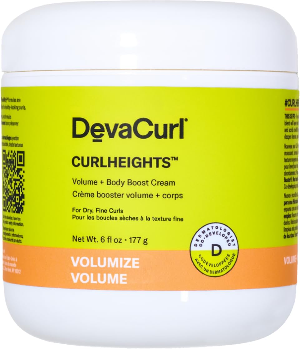 Devacurl Curlheights Volume + Body Boost Cream, 6 Oz - Green Hair Care For Volume And Body