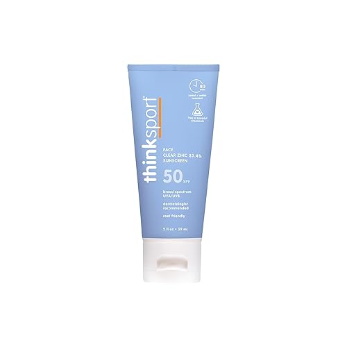 Thinksport Spf 50 Mineral Sunscreen, 2 Fl Oz, Clear Zinc Oxide, Water Resistant, Reef Safe