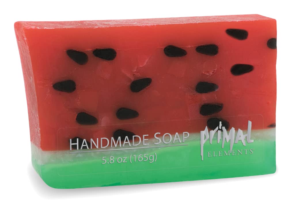 Primal Elements Watermelon Bar Soap, 6 Ounce - Moisturizing & Refreshing Cleanser