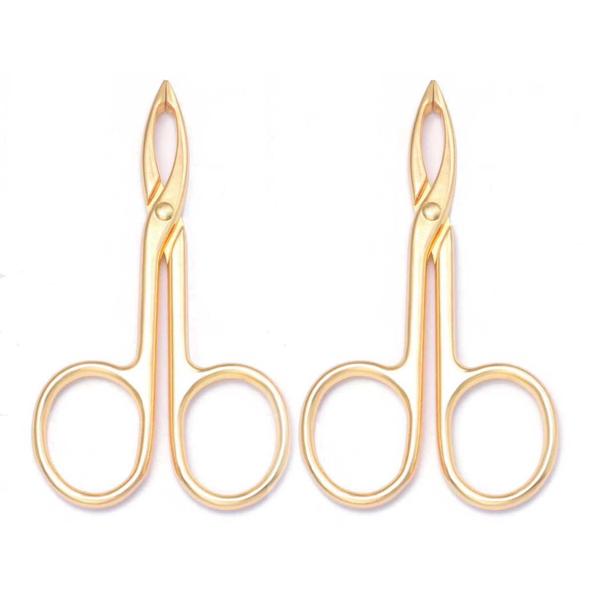 Motanar Golden Tweezer Scissors - Stainless Steel Eyebrow Hair Plucker, 2 Pieces Set