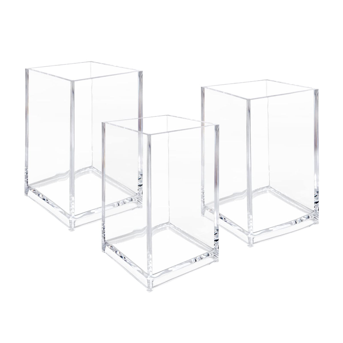 Newkita Clear Acrylic Cosmetic Pencil Pen Holder - 3 Pack Makeup Brush Storage Cup