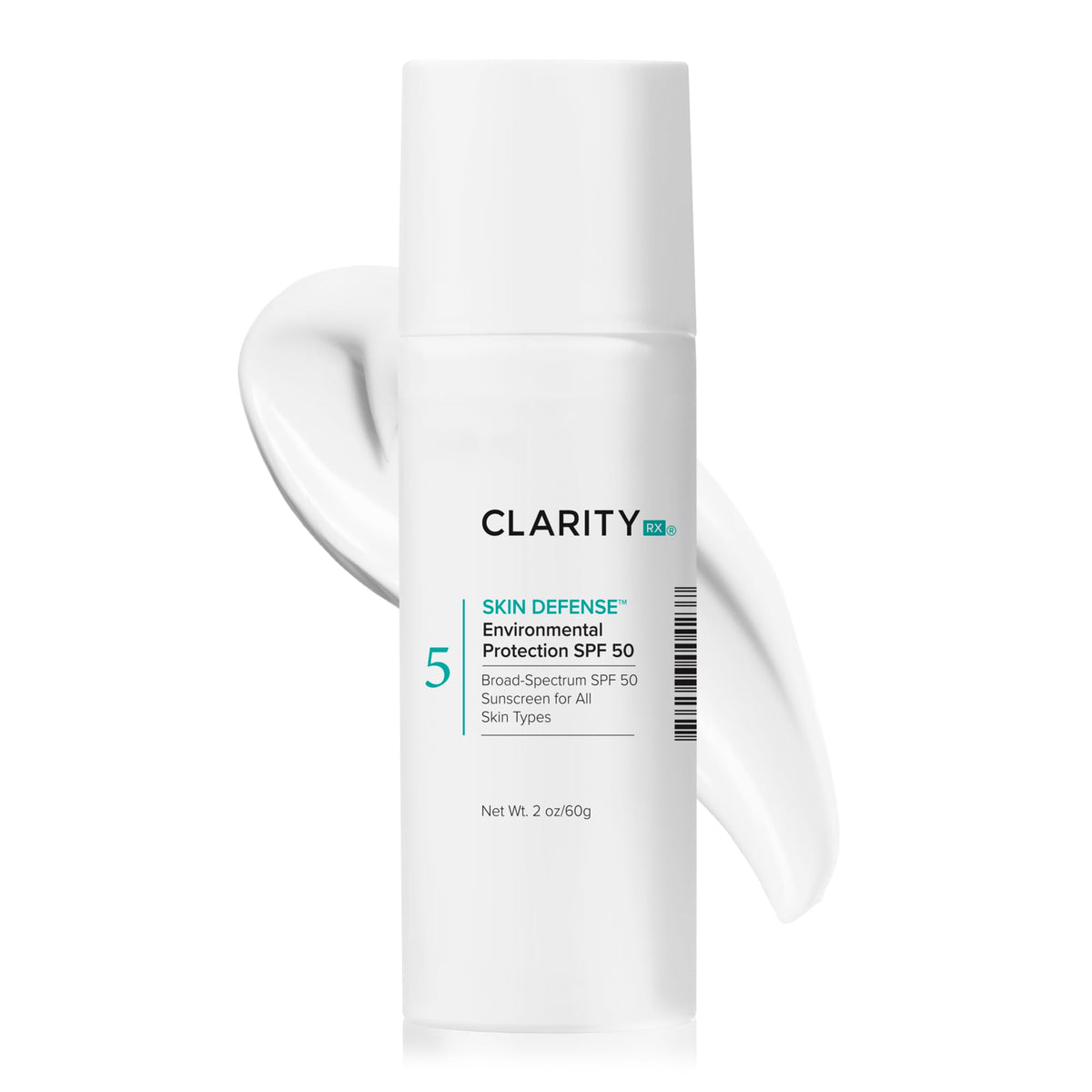 Clarityrx Skin Defense Spf 50 Sunscreen, Natural Moisturizer With Zinc & Hyaluronic Acid, 2 Oz