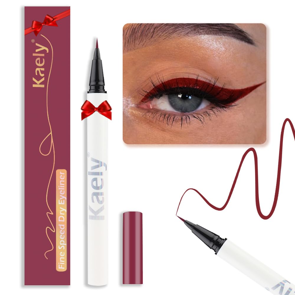 Evpct Wine Red Waterproof Liquid Eyeliner Set - Long Lasting, Ultra-Fine Tip, Speed Dry