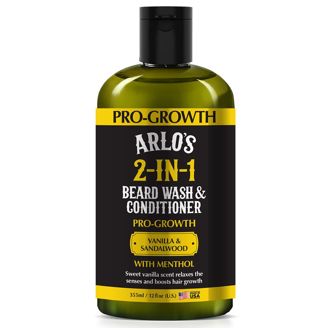 Arlo'S Pro-Growth 2-In-1 Beard Wash & Conditioner, Vanilla Sandalwood, 12 Fl Oz